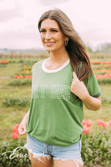 Kay Dee Green Colorblock Ringer Tee
