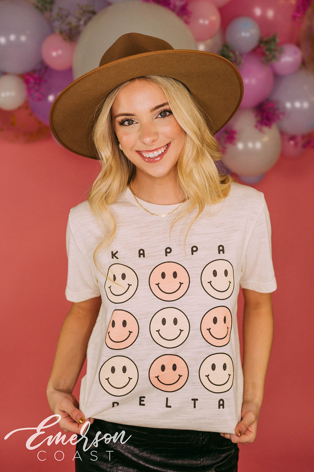 Kappa Delta Smiley Face PR Tee - Coast