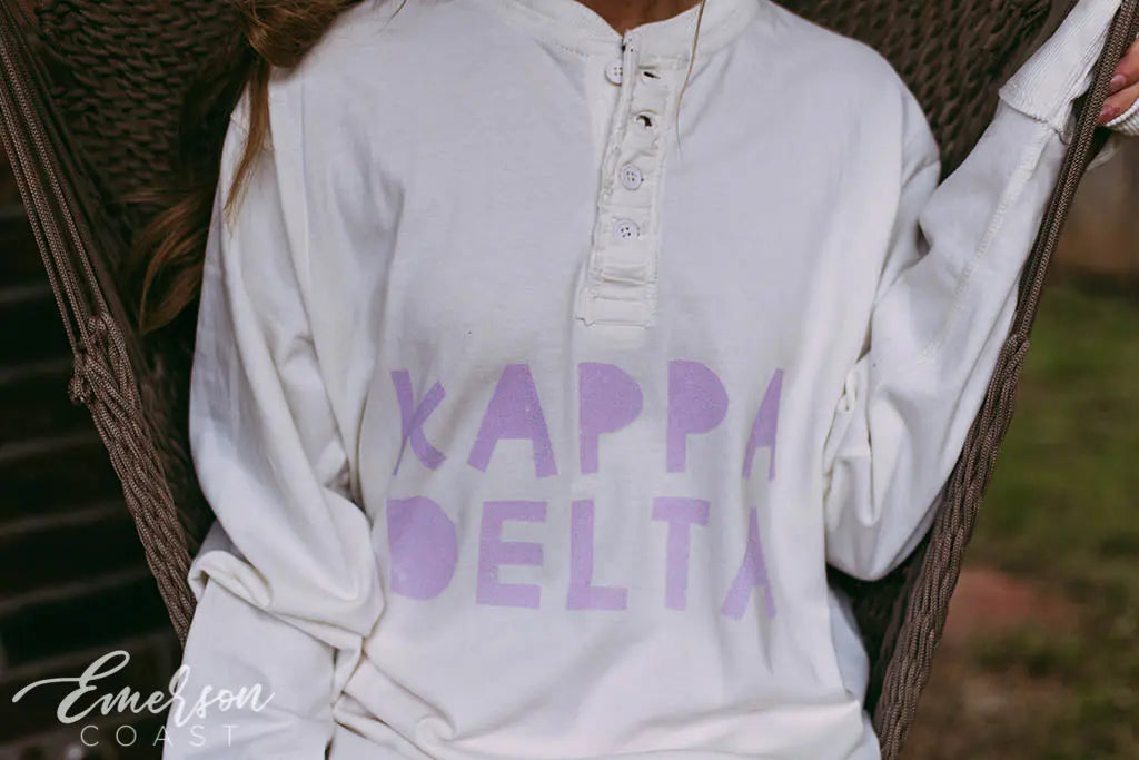 Kappa Delta PR White Long Sleeve Henley