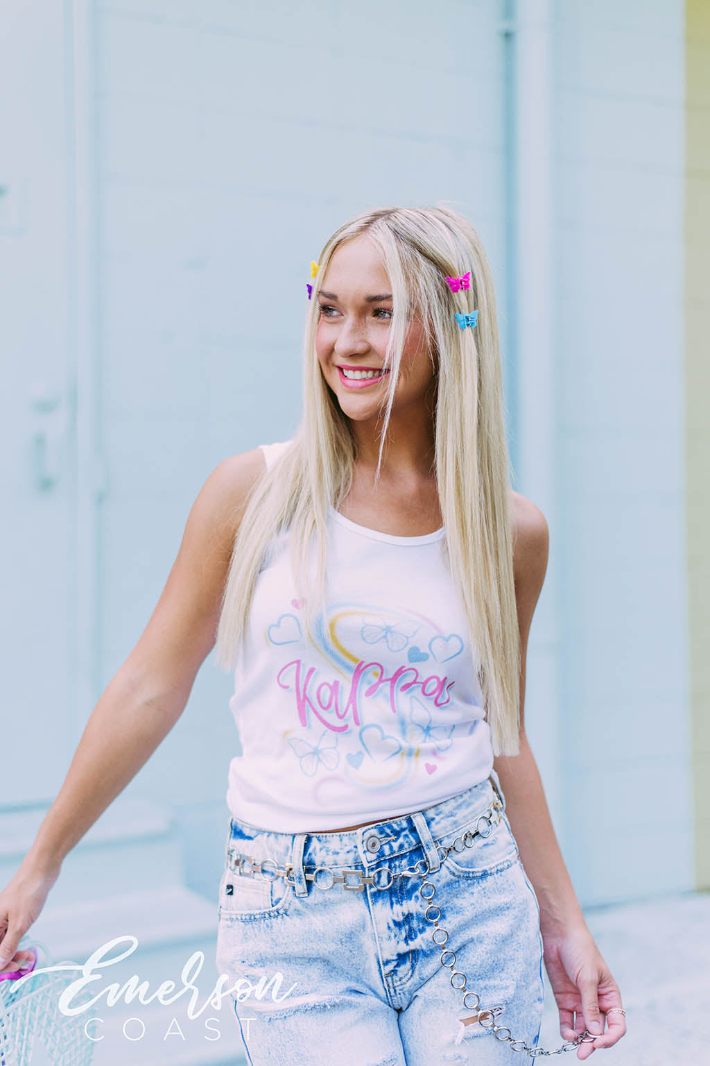 Kappa Butterfly Airbrush Ribbed Tank