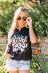 Phi Mu Retro Black Notch Tee