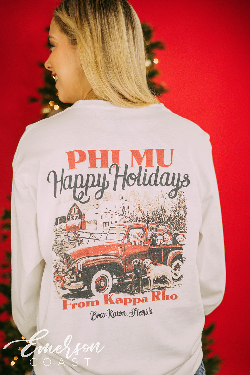 Phi Mu Happy Holidays Puppies Tee