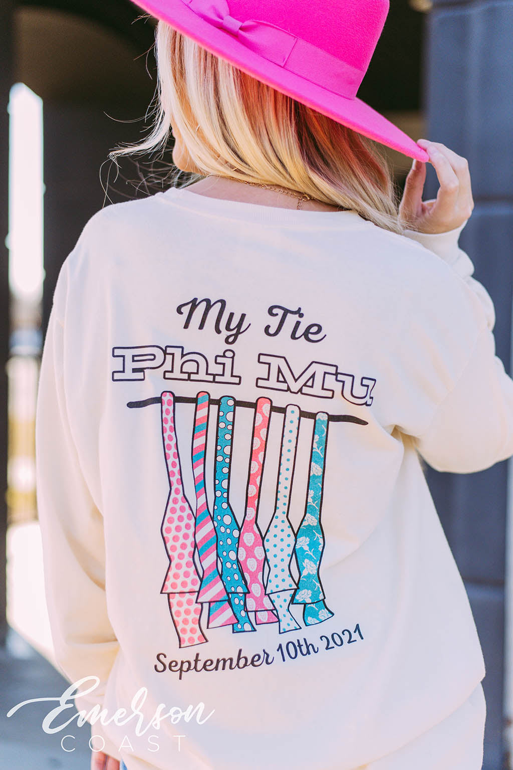 Phi Mu My Tie Ivory Long Sleeve Tee