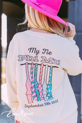 Phi Mu My Tie Ivory Long Sleeve Tee