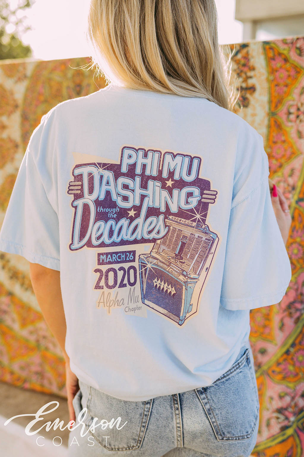 Phi Mu Function Dashing Through The Decades Tee