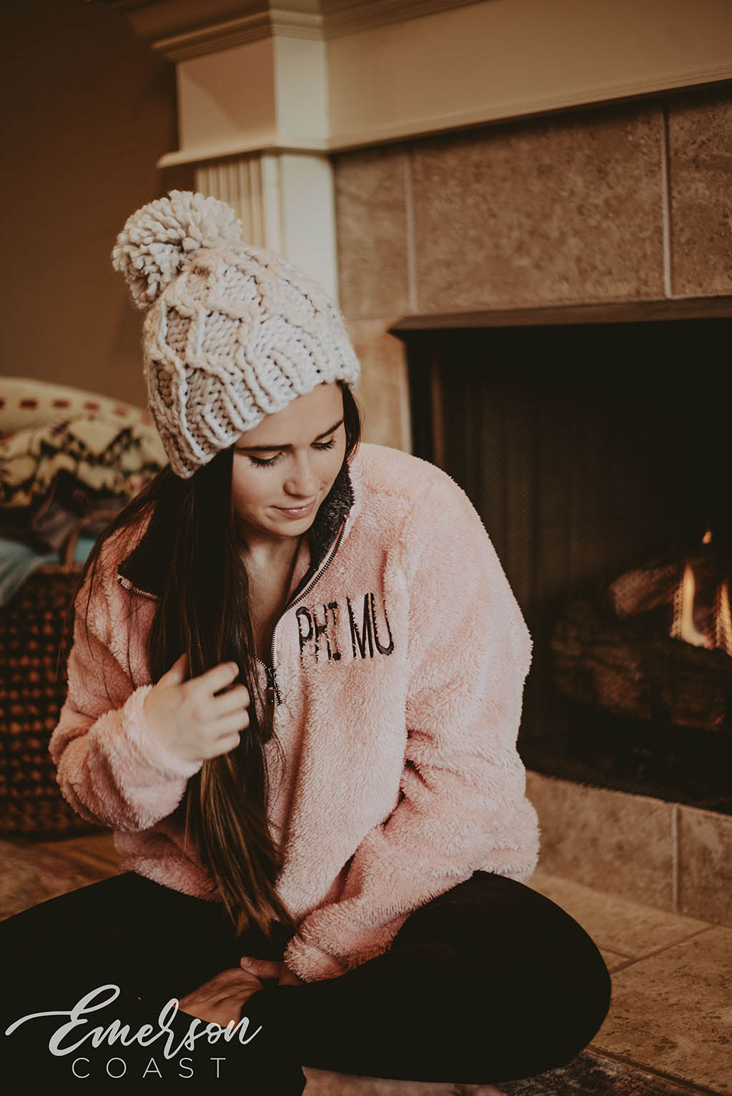 Phi Mu Embroidered Fuzzy Pullover