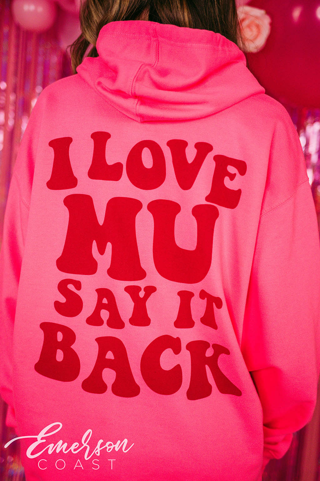 Phi Mu I Love Mu Say It Back Hot Pink Hoodie