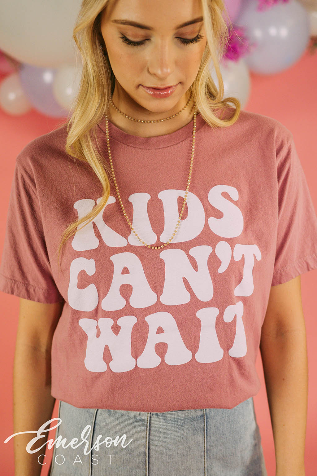 Phi Mu Kids Cant Wait Mauve Tee