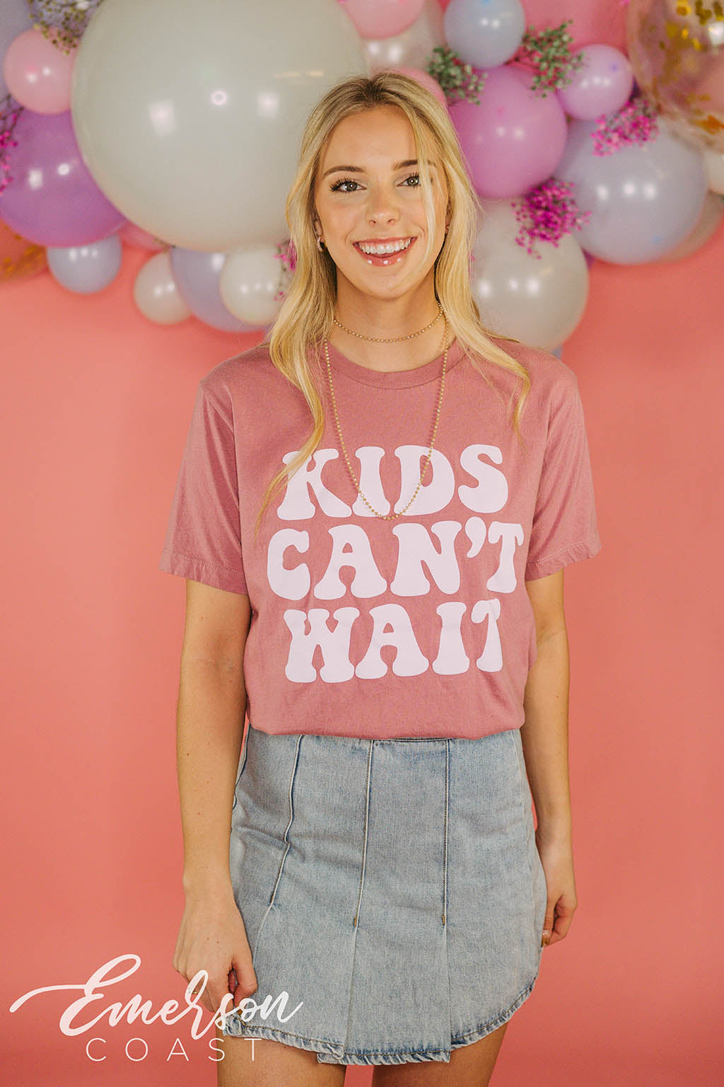 Phi Mu Kids Cant Wait Mauve Tee