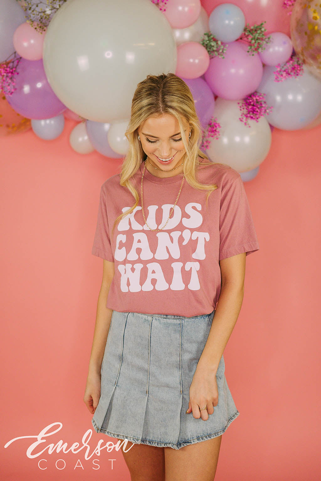 Phi Mu Kids Cant Wait Mauve Tee