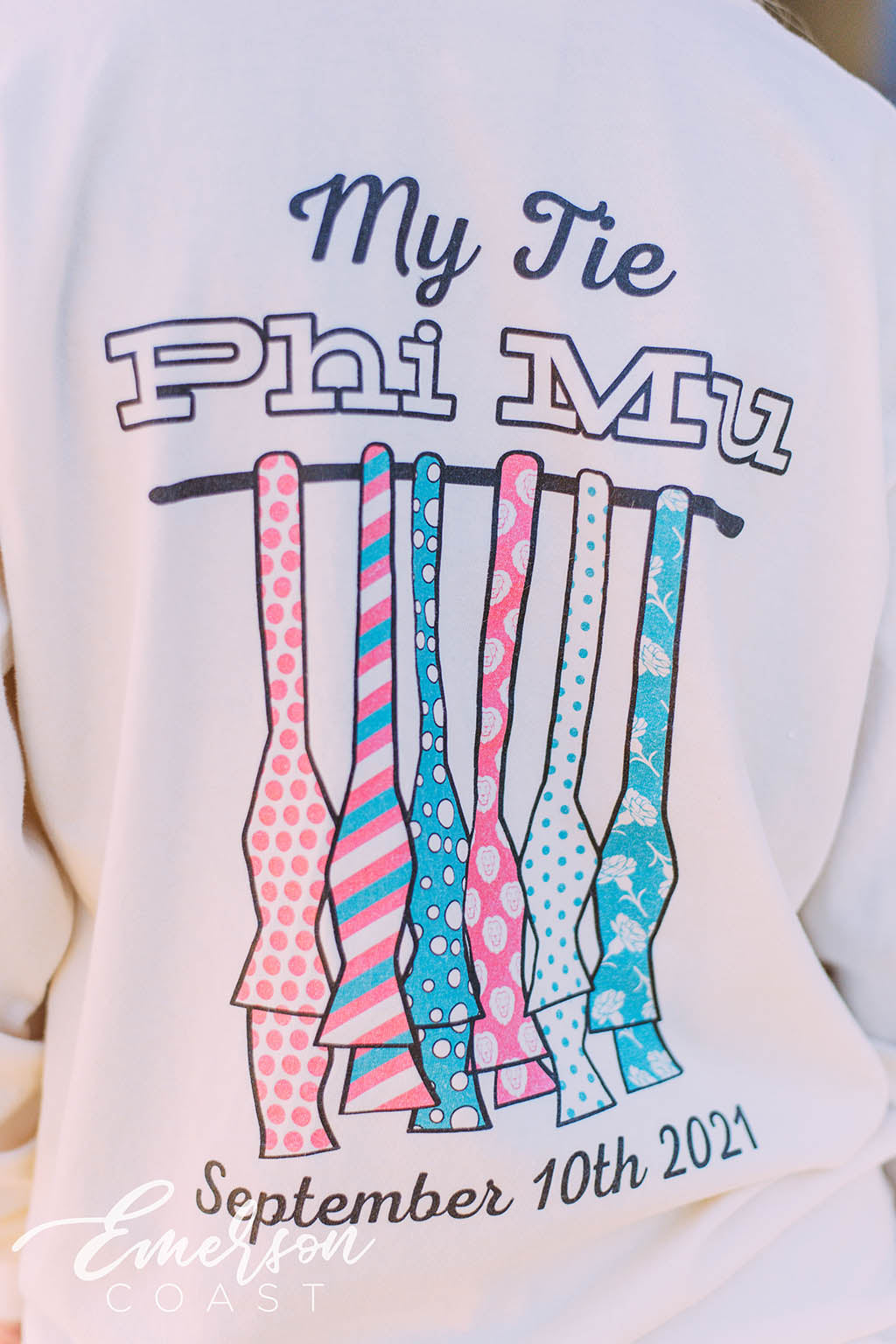 Phi Mu My Tie Ivory Long Sleeve Tee