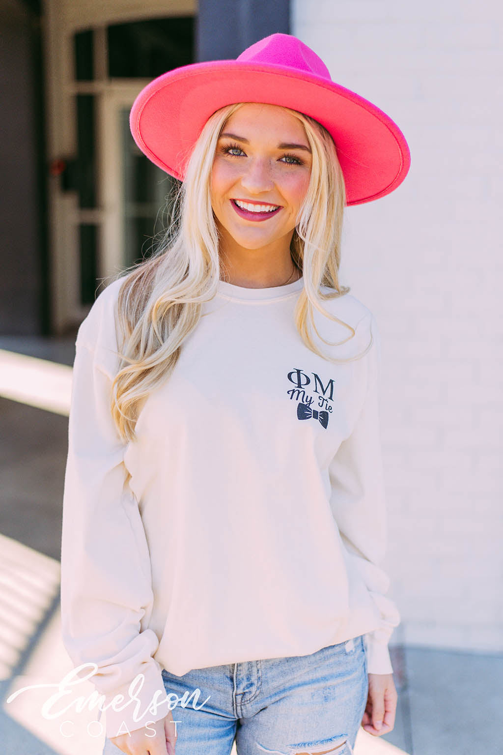 Phi Mu My Tie Ivory Long Sleeve Tee