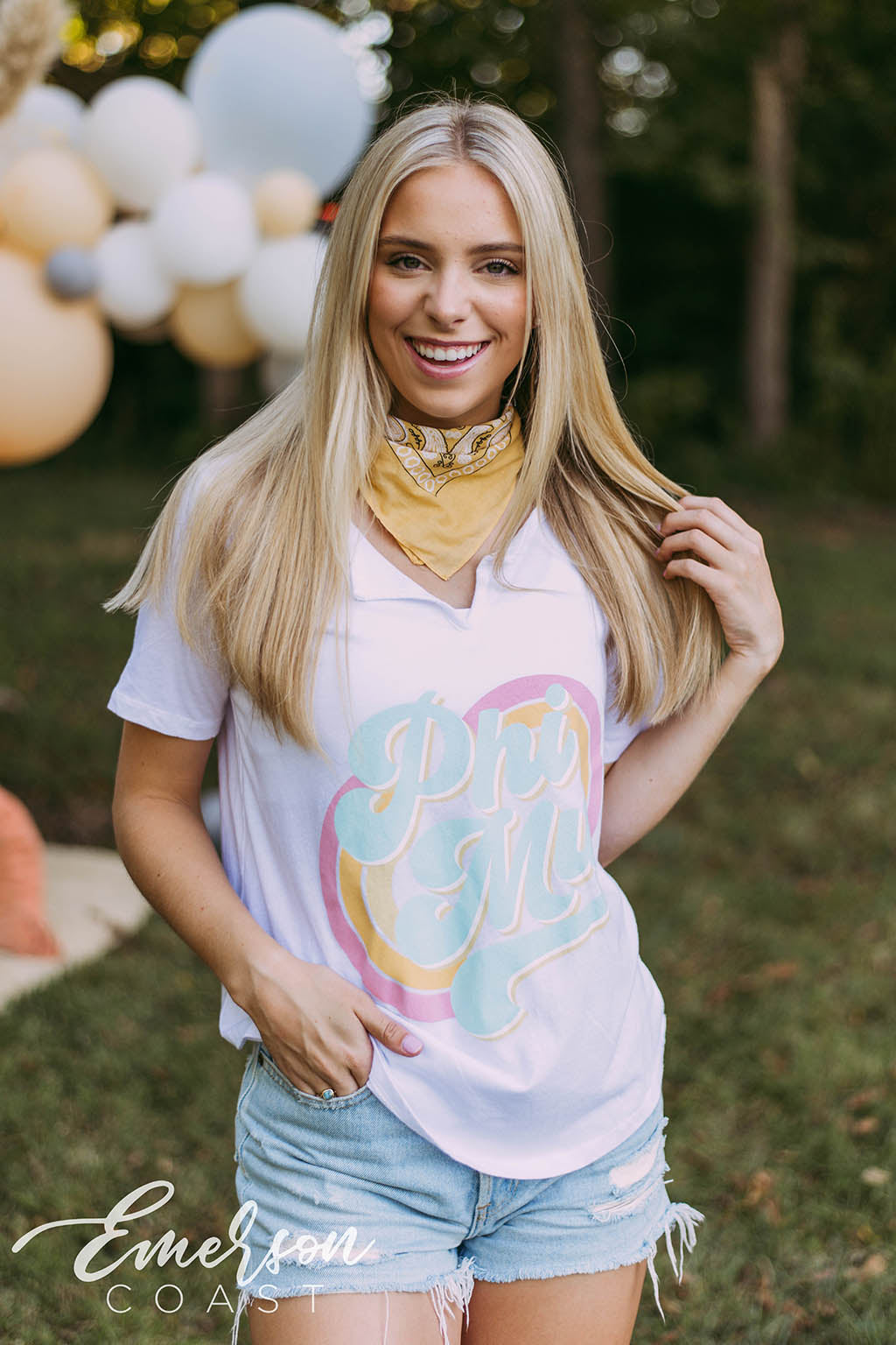 Phi Mu Retro Pastel Notch Tee