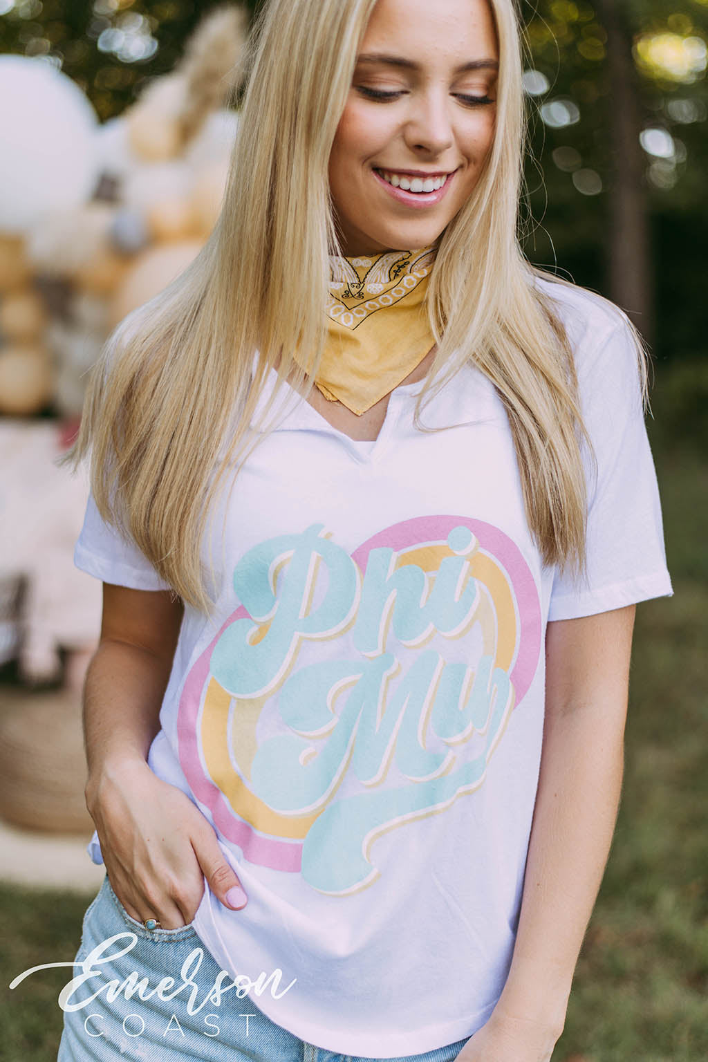 Phi Mu Retro Pastel Notch Tee