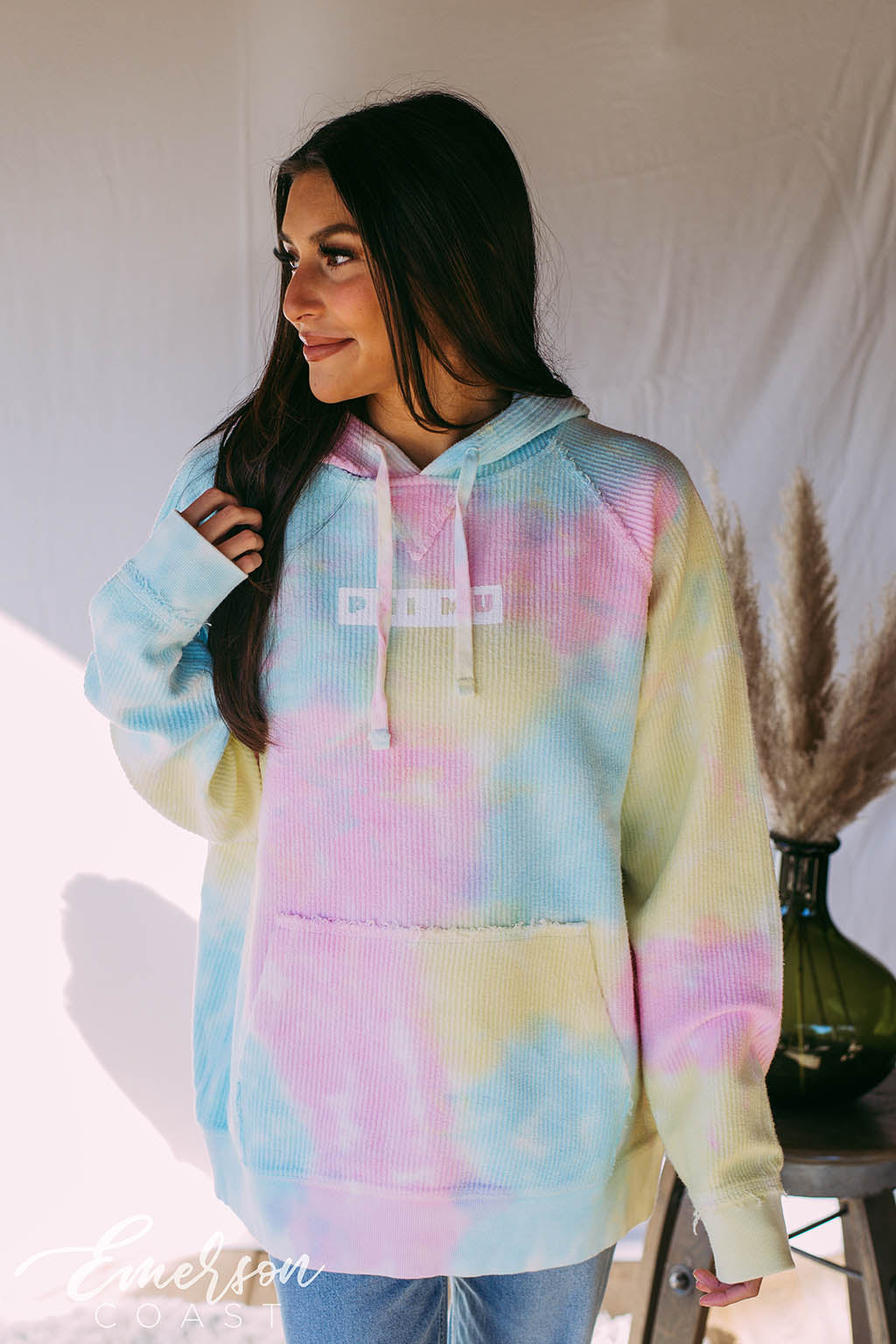 Phi Mu Tie Dye Corduroy Hoodie