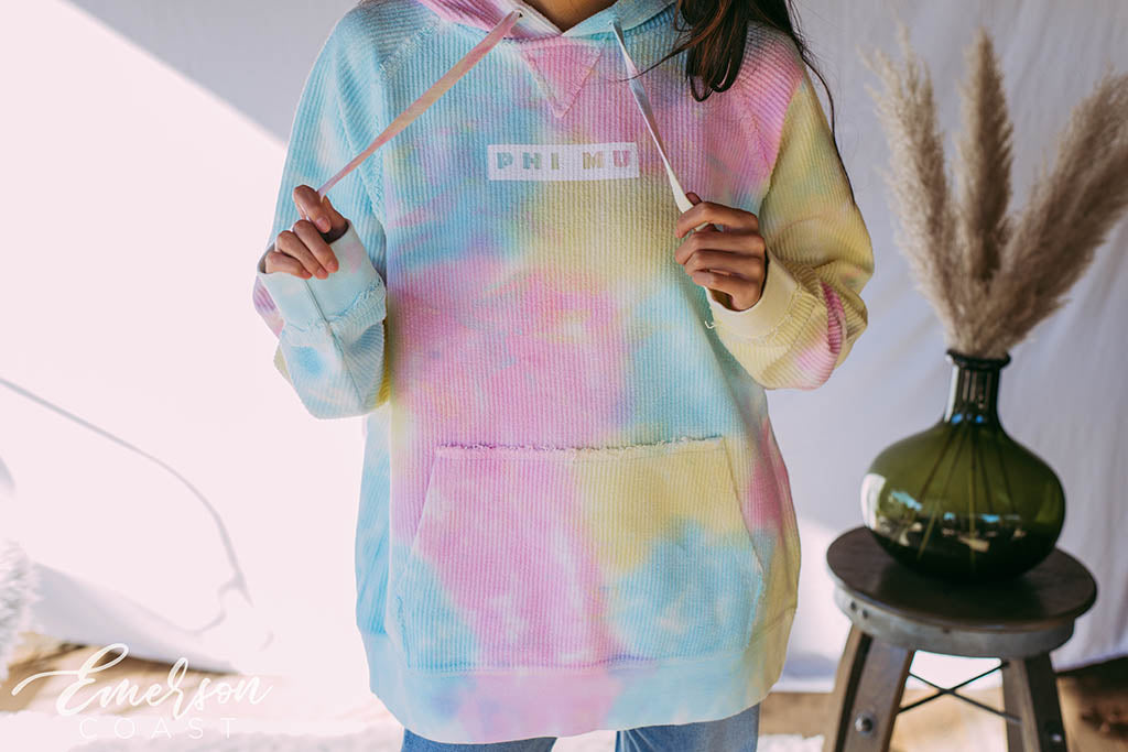 Phi Mu Tie Dye Corduroy Hoodie