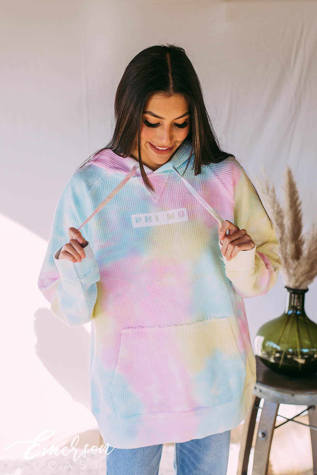 Phi Mu Tie Dye Corduroy Hoodie