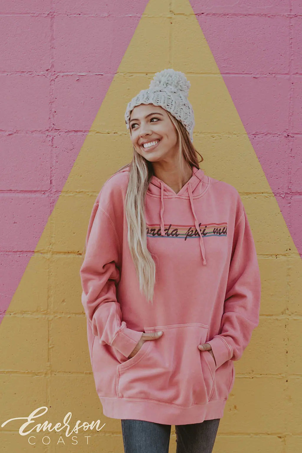 Phi Mu Rainbow Pink Hoodie