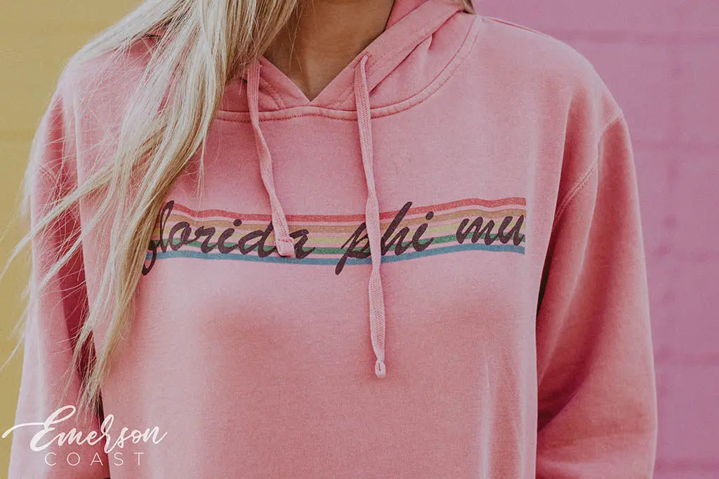 Phi Mu Rainbow Pink Hoodie