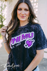 Phi Mu PR Purple Heart Mineral Wash Tee