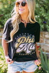 Phi Mu Retro Black Notch Tee