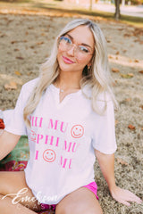 Phi Mu PR Smiley Face Notch Tee