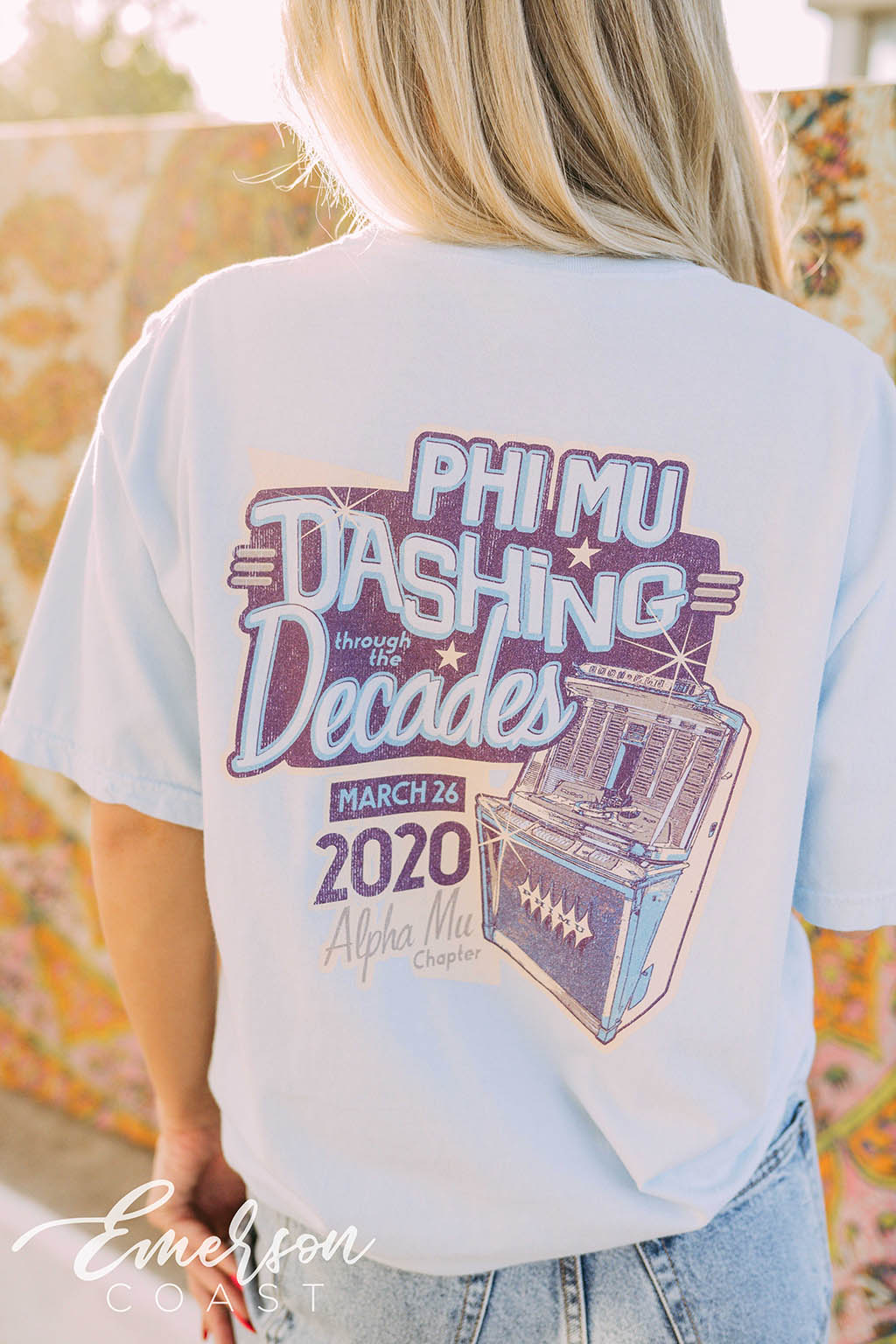 Phi Mu Function Dashing Through The Decades Tee