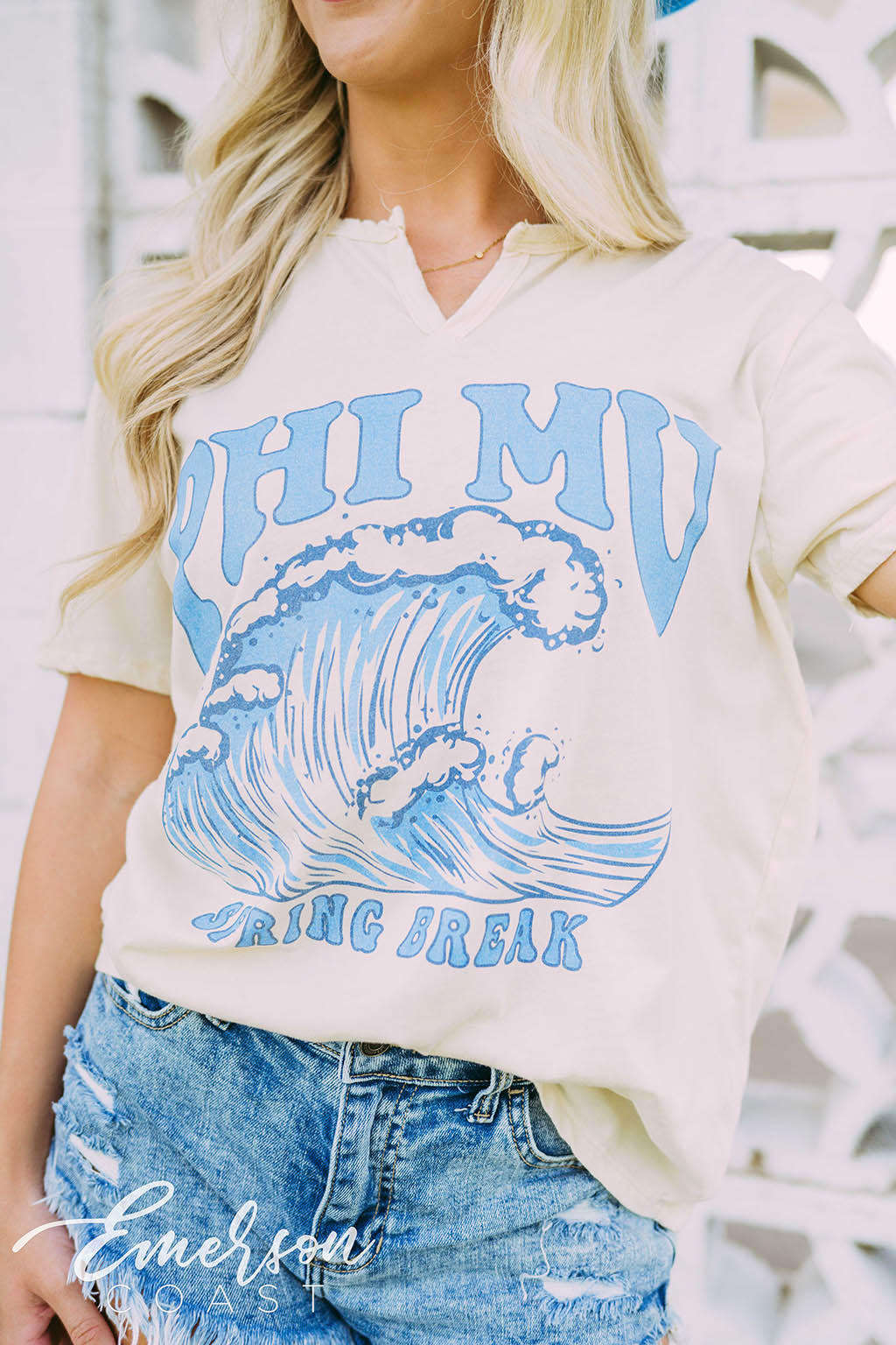 Phi Mu Spring Break Wave Notch Tee