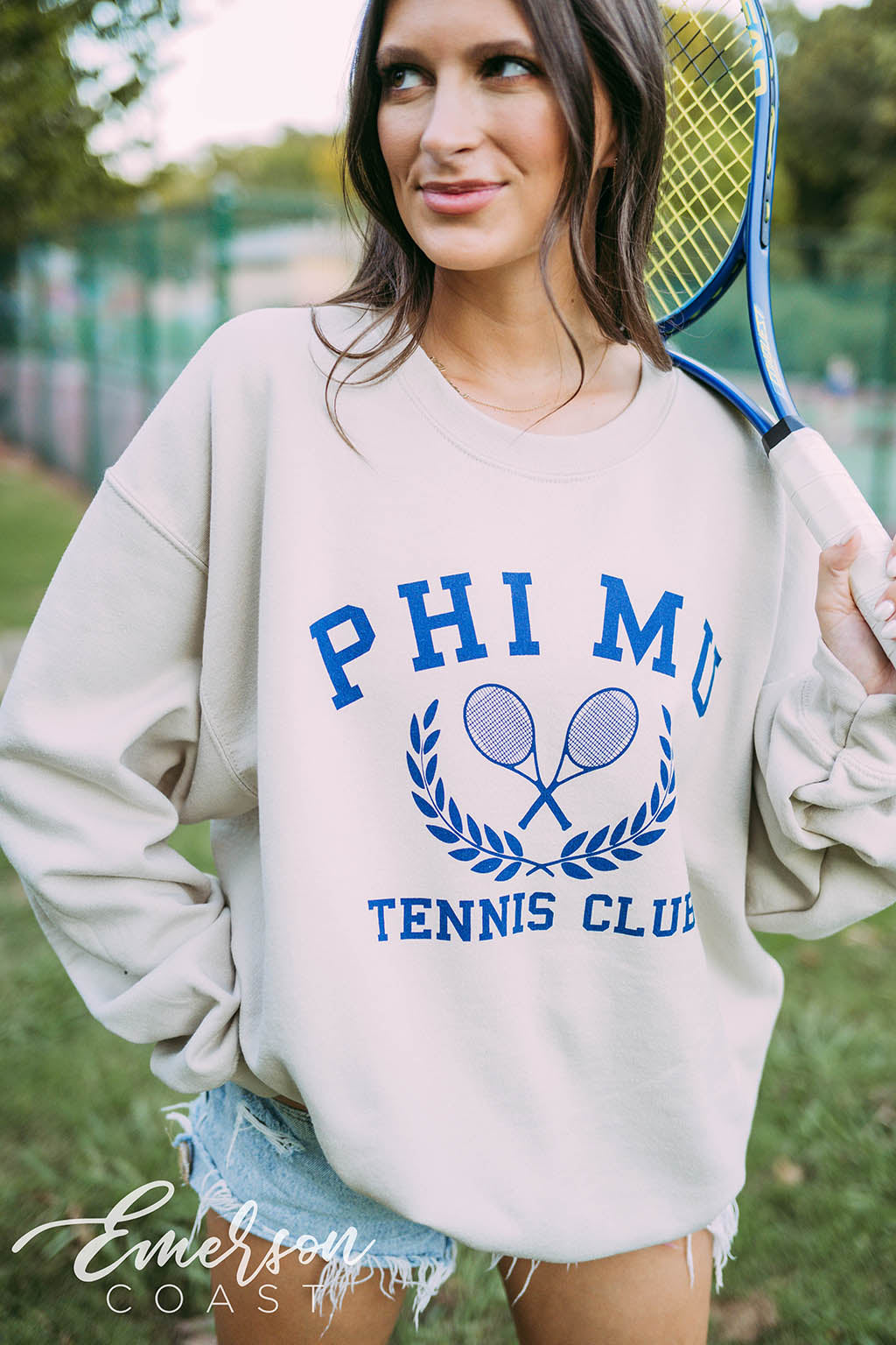 Phi Mu Tennis Club Sand Crewneck