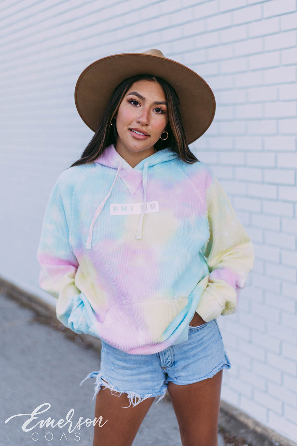 Phi Mu Spring Tie Dye Corded Hoodie