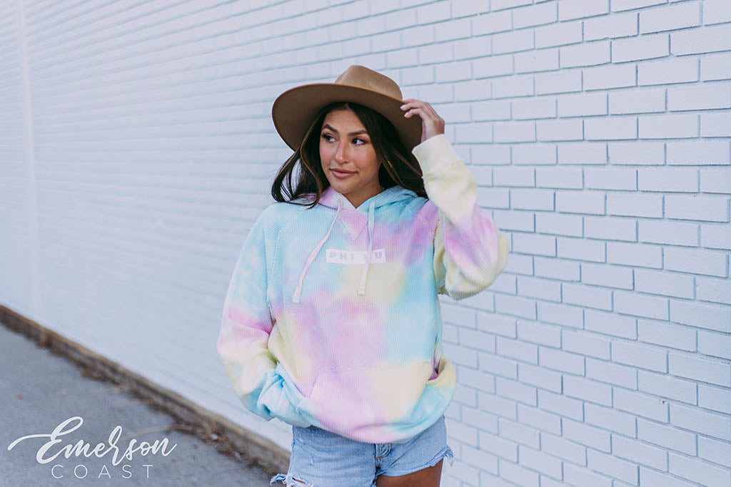 Phi Mu Spring Tie Dye Corded Hoodie