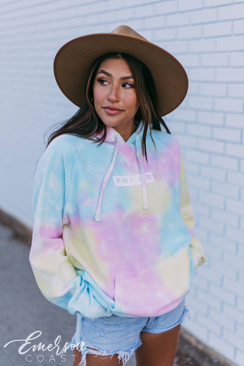 Phi Mu Spring Tie Dye Corded Hoodie