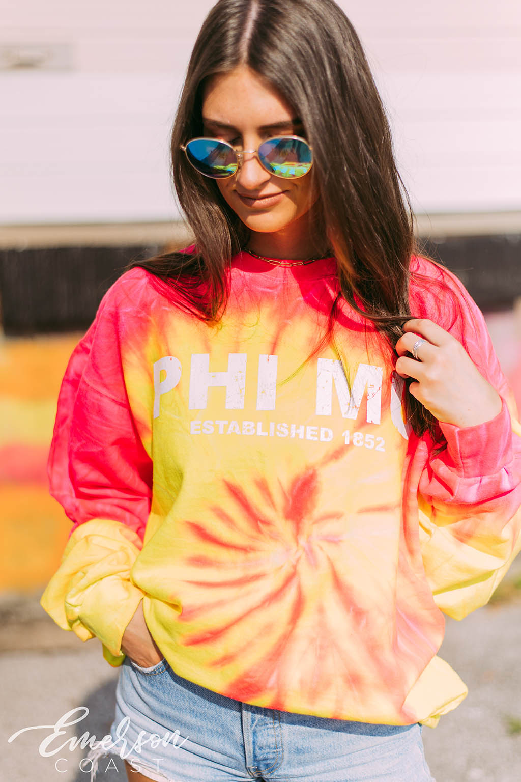Phi Mu Neon Tie Dye Sweatshirt