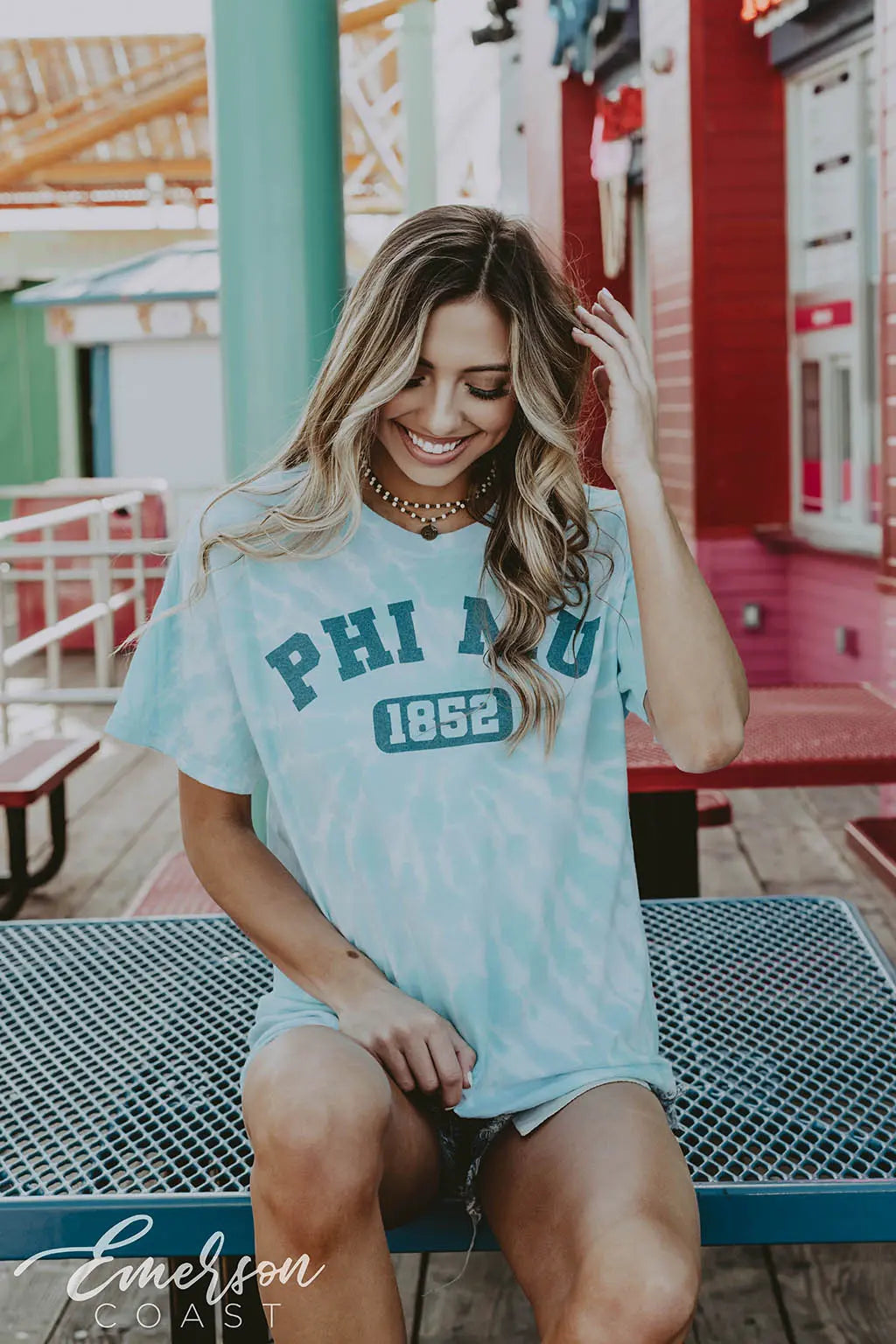 Phi Mu Blue Tie Dye Tee