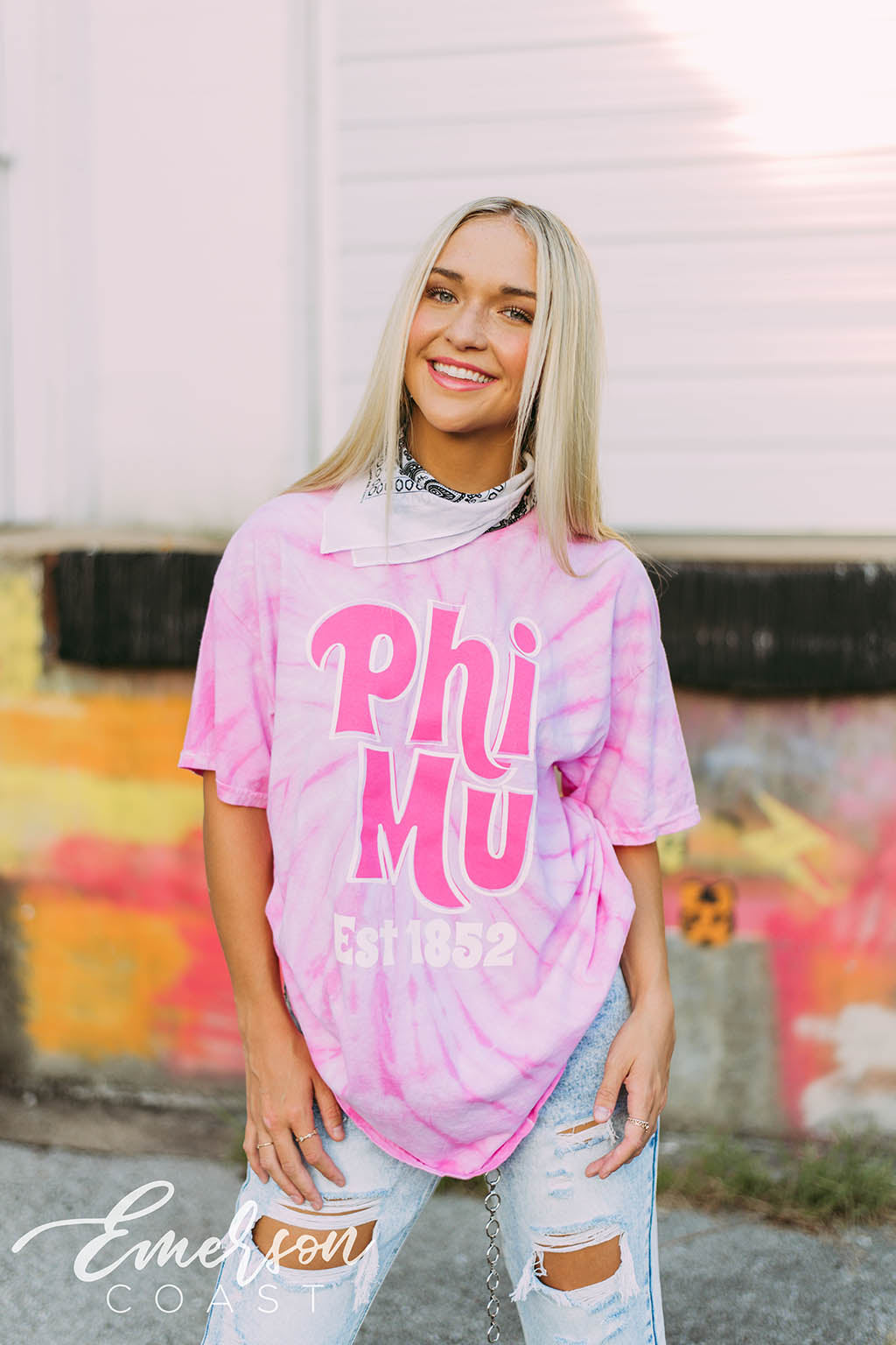 Phi Mu Pink Tie Dye Tshirt