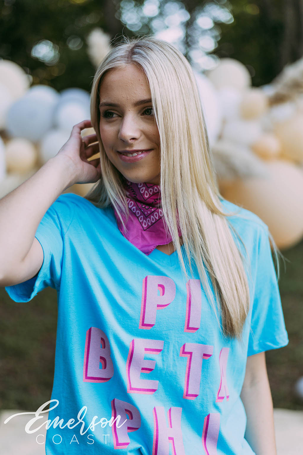 Pi Beta Phi Pr Aqua Vneck Tee