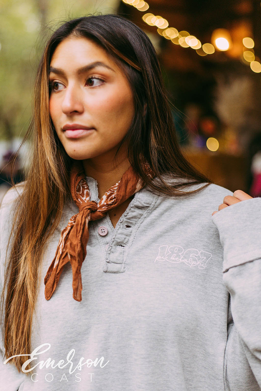 Pi Beta Phi Simple Long Sleeve Henley