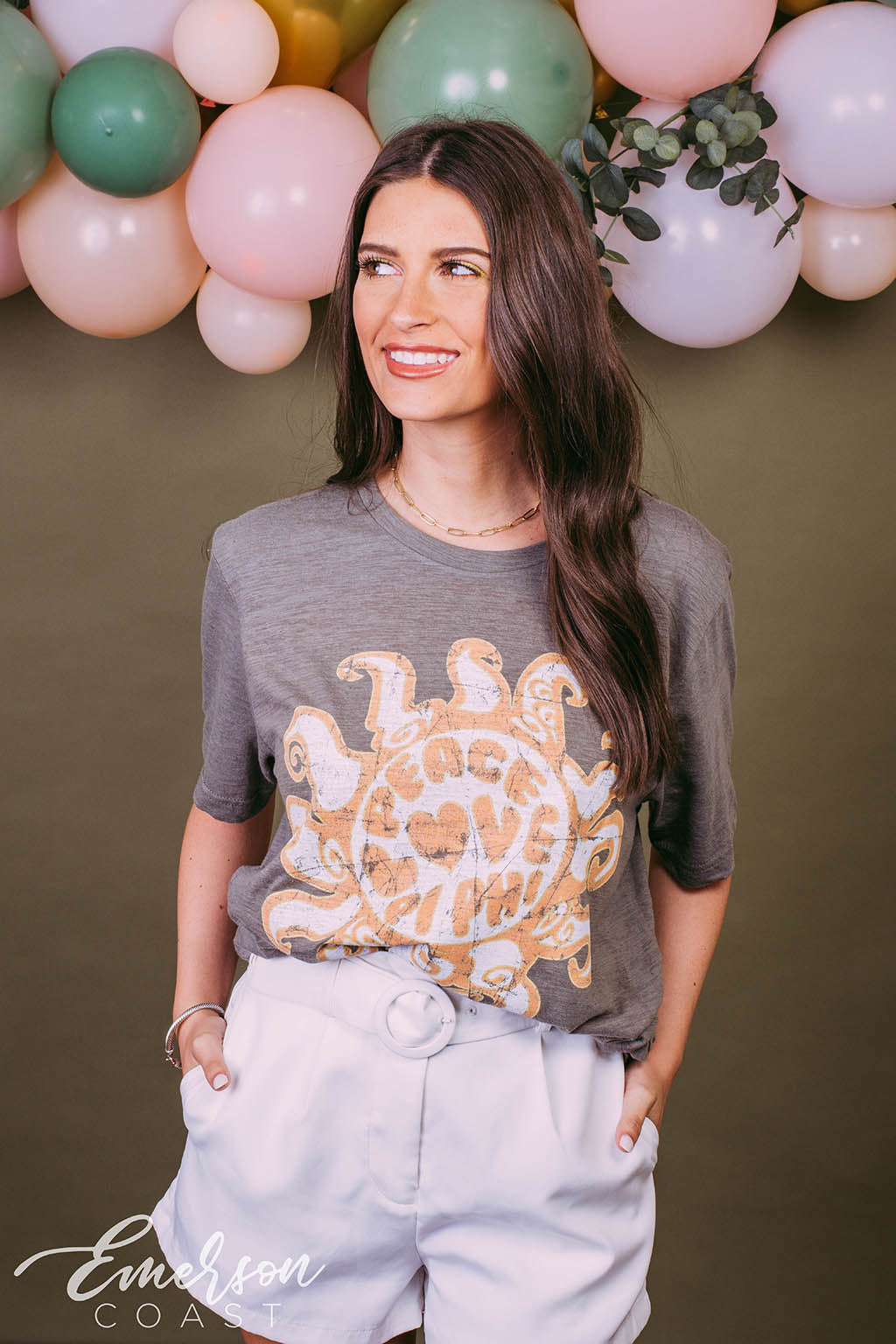 Peace Love & Pi Phi Vintage Sun Recruitment Tshirt