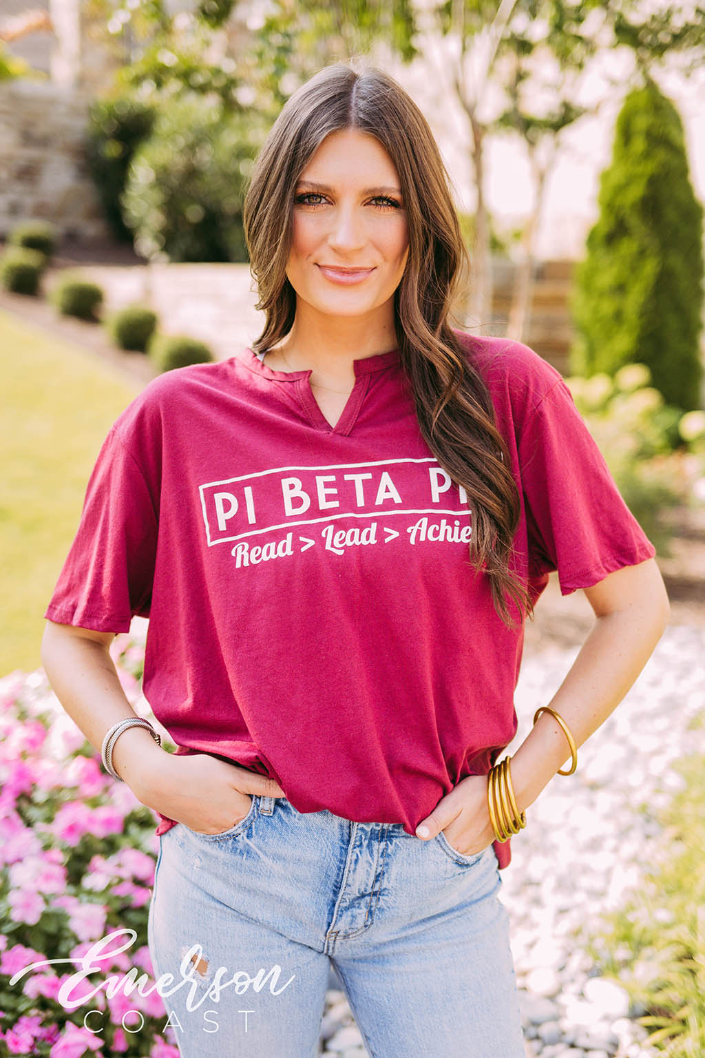 Pi Beta Phi Philanthropy Maroon Notch Tee
