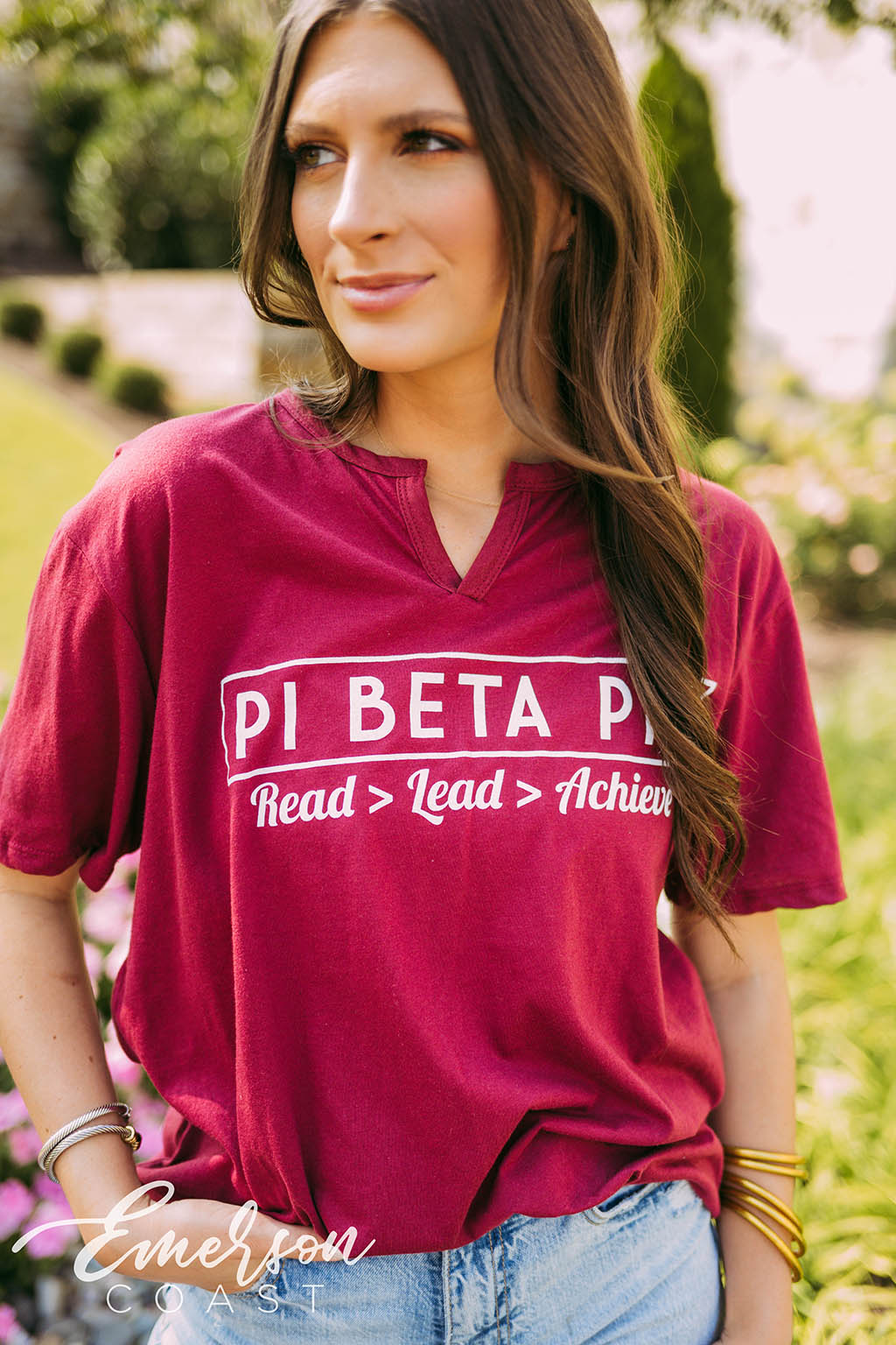 Pi Beta Phi Philanthropy Maroon Notch Tee