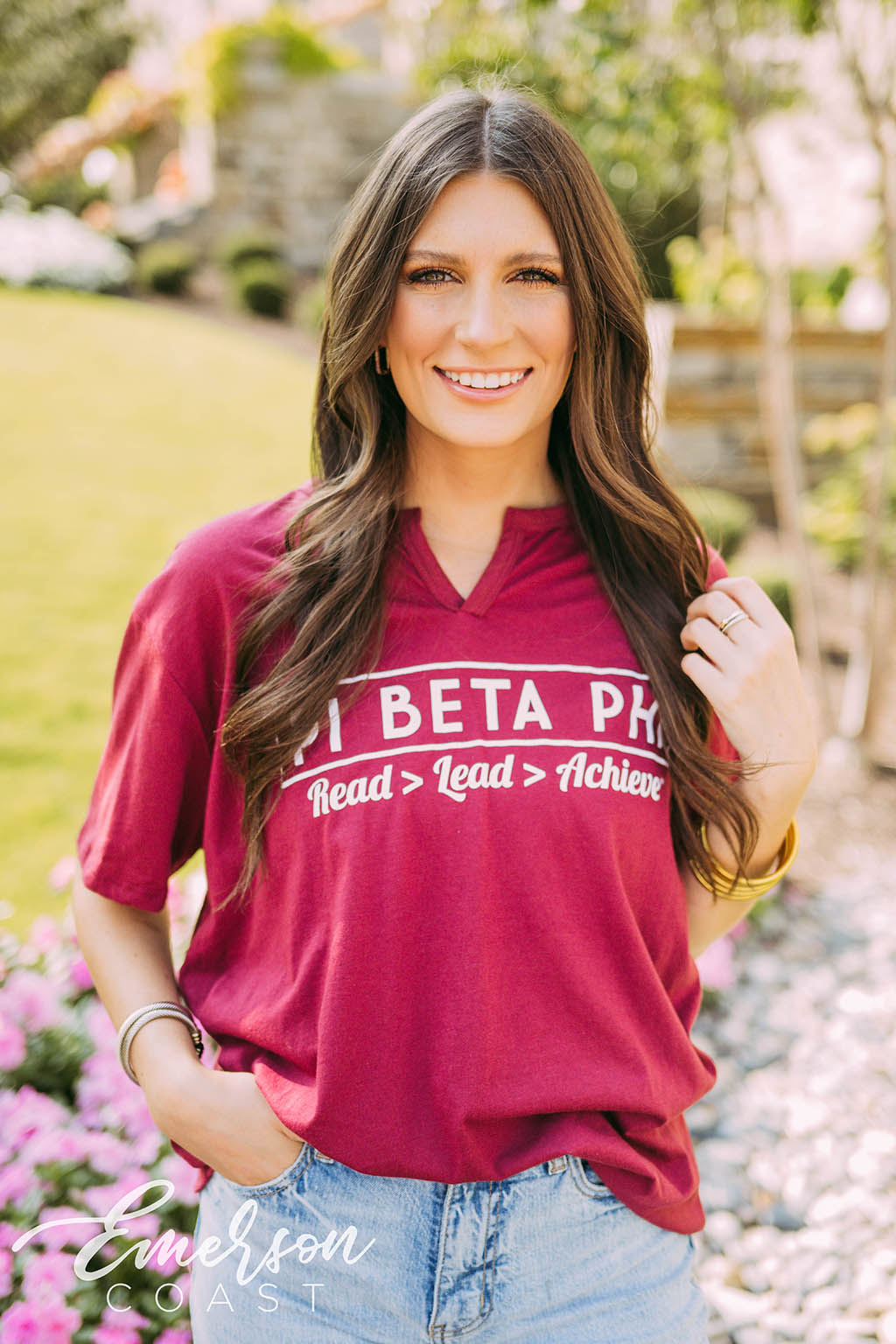 Pi Beta Phi Philanthropy Maroon Notch Tee