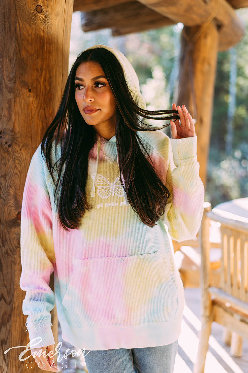Pi Phi Butterfly Tie Dye Corduroy Hoodie