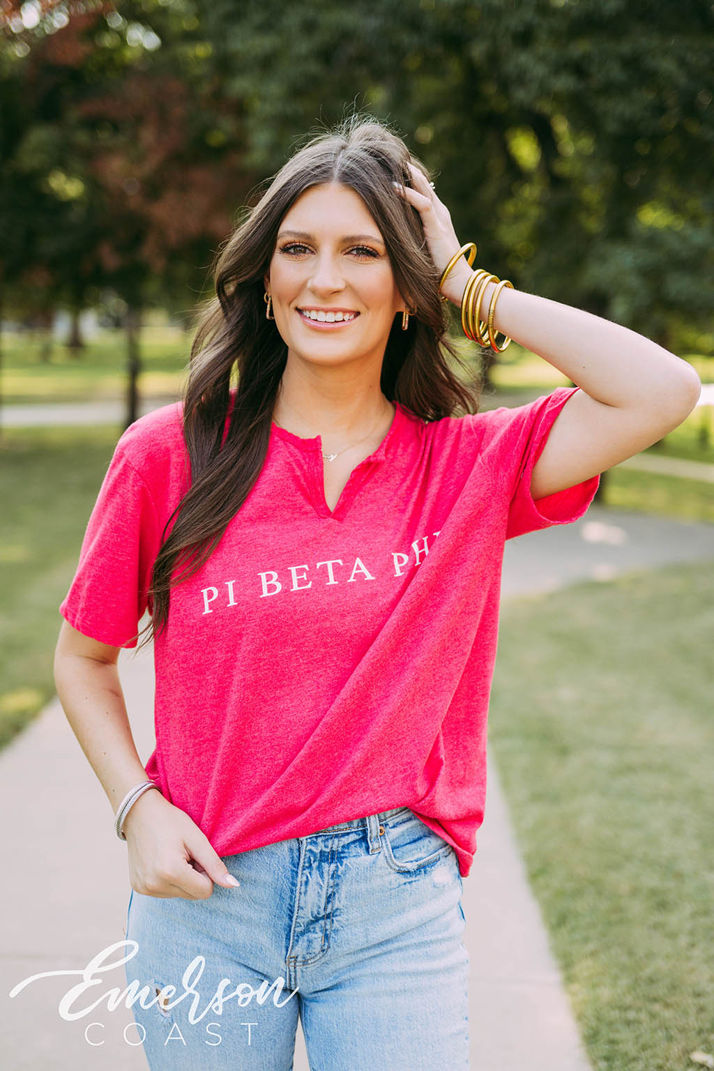 Pi Beta Phi PR Red Notch Tee - Emerson Coast