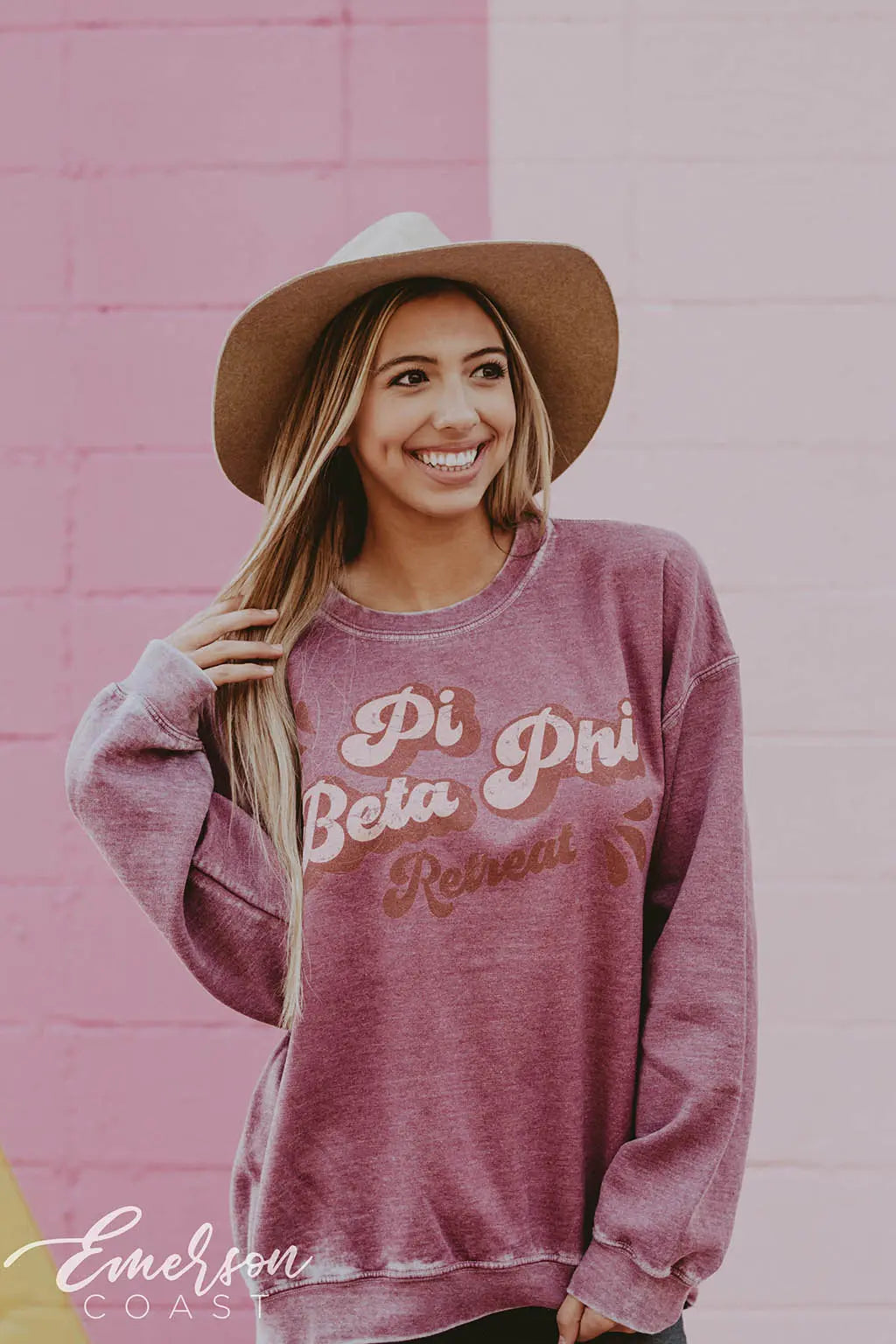 Pi Beta Phi Sisterhood Retreat Pink Bomber Sweatshirt