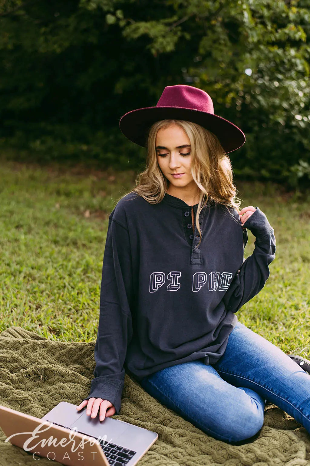 Pi Beta Phi Navy Thermal Henley