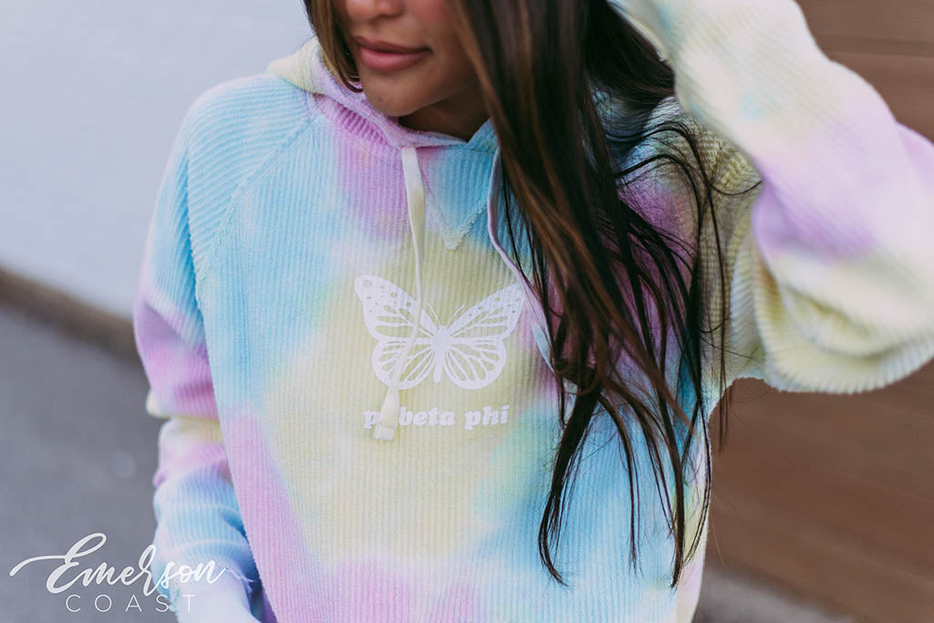 Pi Phi Spring Tie Dye Corded Hoodie