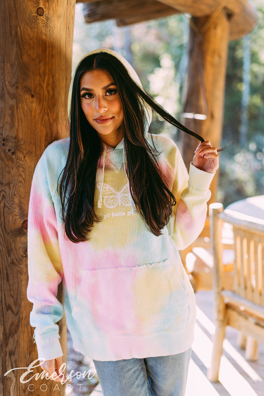 Pi Phi Butterfly Tie Dye Corduroy Hoodie