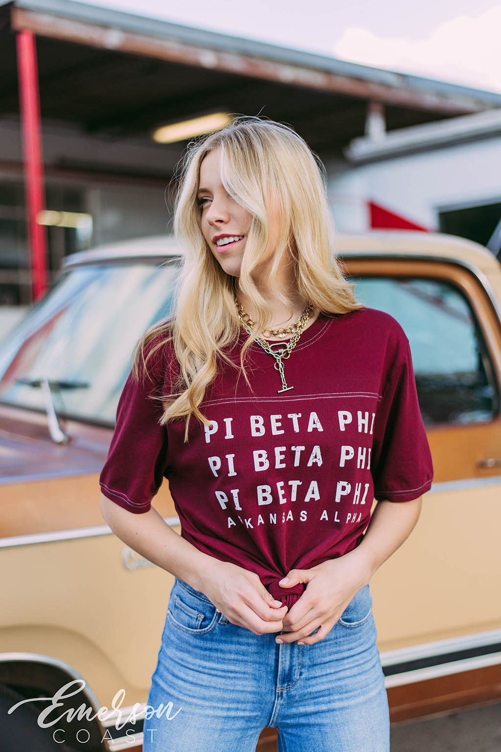 Pi Beta Phi Repeating Vintage Jersey T-Shirt