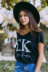 Sigma Kappa Simple Black Vneck Tee