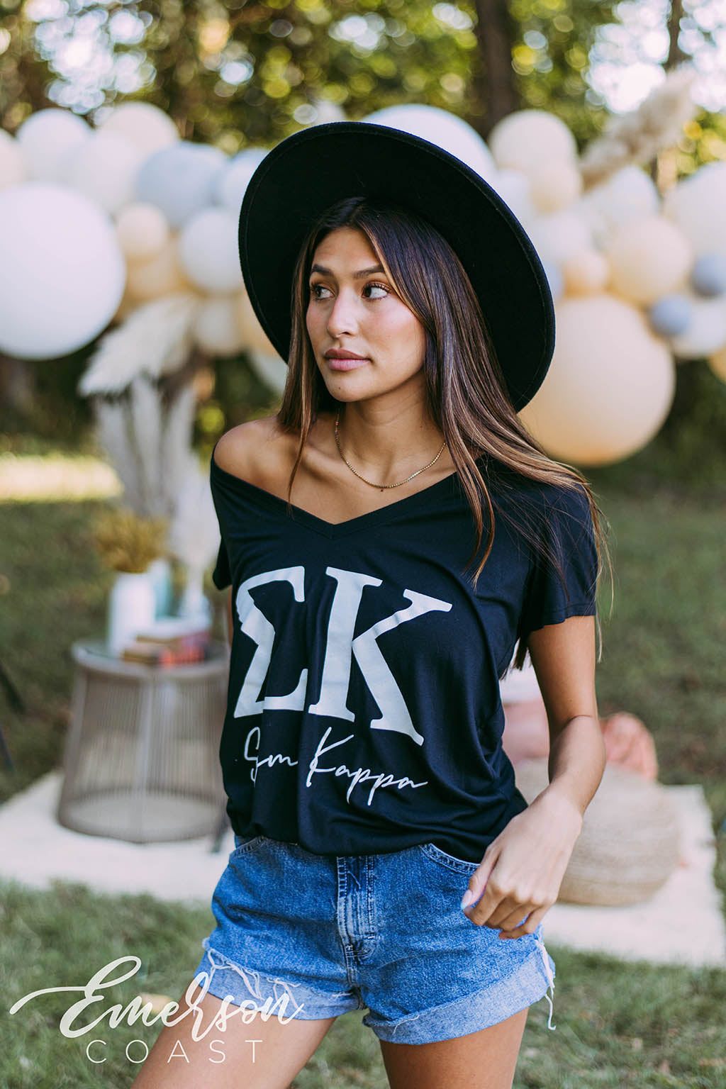 Sigma Kappa Simple Black Vneck Tee